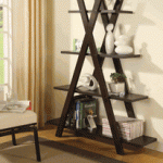 Tiered "X" Style Cappuccino Bookcase