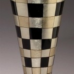 Checkered Vase in Gold Silver and Black Ivg Stores