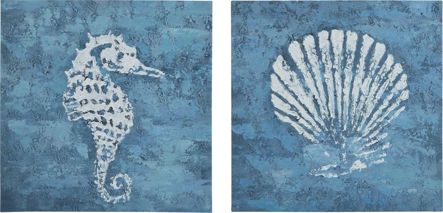 Seahorse & Shell Oil Paintings from Home Element