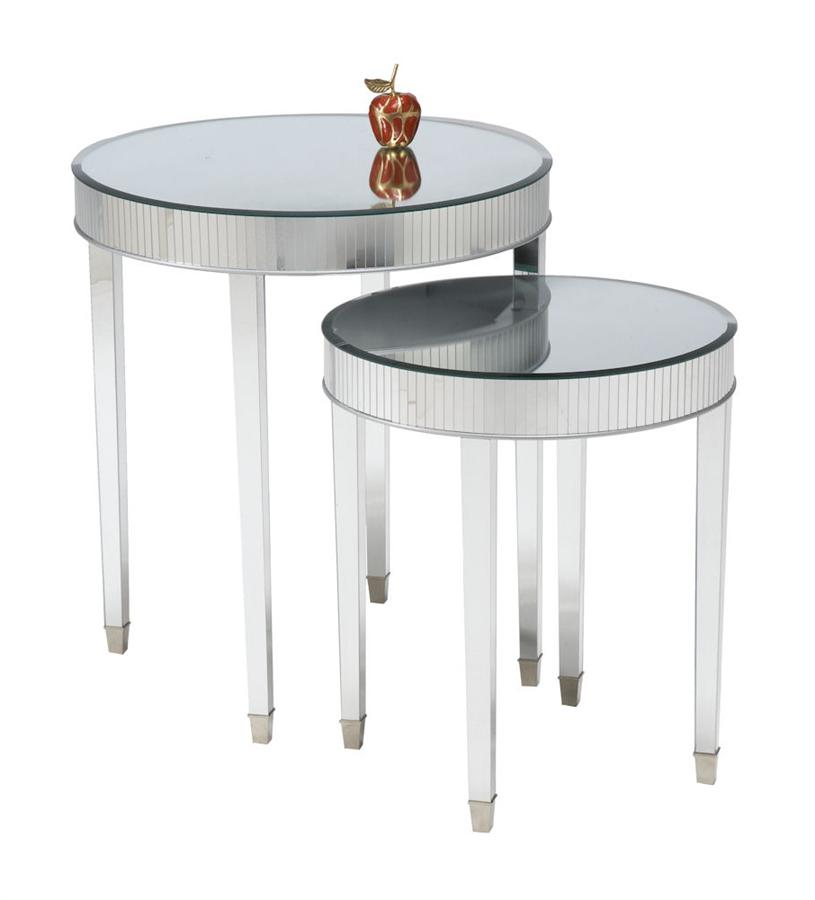 Set of Nesting Round Mirrored Tables Ivg Stores