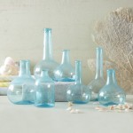 Set of 7 aquamarine bottles Burke Decor