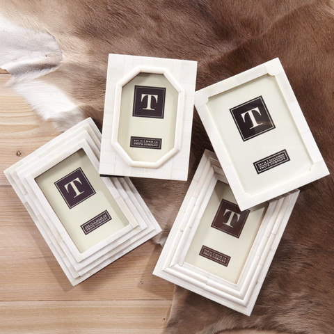 Set of white wood photo frames Burke Decor