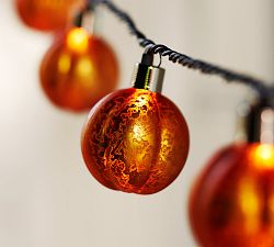 Orange Mercury Glass Pumpkin String Lights Pottery Barn